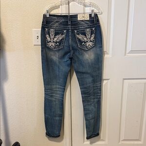 Miss Me Blue Skinny Jeans with Embellished Pockets